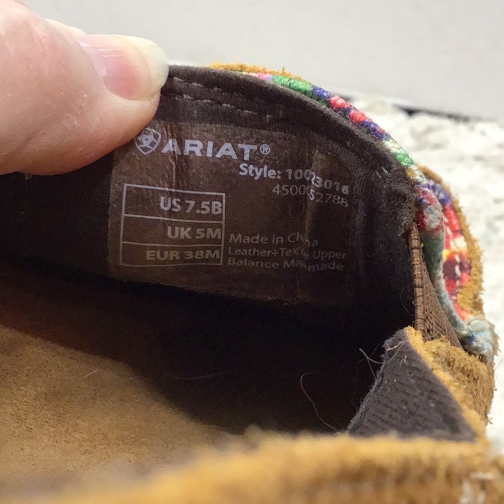 Ariat Sunburn brown suede and floral Cruiser slip on 7.5 - Picture 10 of 12